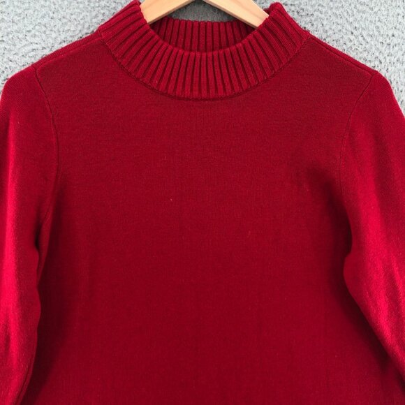 Chicos Sweater Women 2 US Large Red Knit Mock Neck Tunic Stretch Pullover Casual - Picture 2 of 11